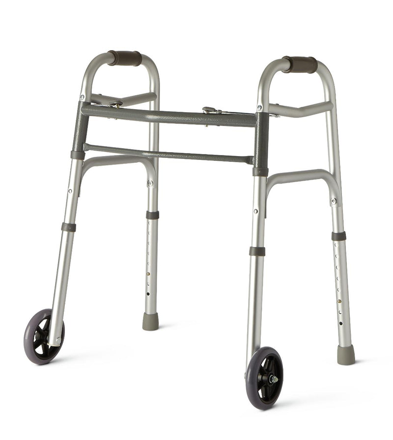 Medline Youth Two-Button Folding Walkers with 5" Wheels